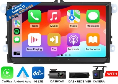 CAM+DVR+DAB+Eonon VWX6S Android 13 8-Kern 6+64 Autoradio GPS Navi CarPlay Für VW - Bild 1 von 4
