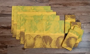 ANICHINI Jacquard Napkins & Placemats Autumn Yellow Green Brown Fruit 9 Pieces - Picture 1 of 18