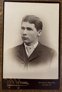 JB Johnson Studio Cabinet Card San Jose Ca Handsome Young Man - Picture 1 of 3