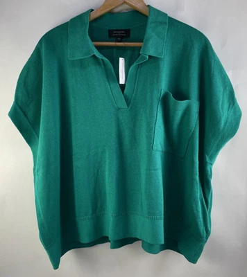 BANANA REPUBLIC Oversized Johnny-Collar Sweater Women's Size M/L Green - Image 1 of 4