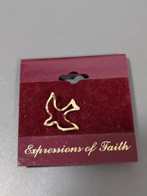 Expressions of Faith Gold Tone Dove Pin Brooch Religious Christian Lapel Pin - Image 1 of 4