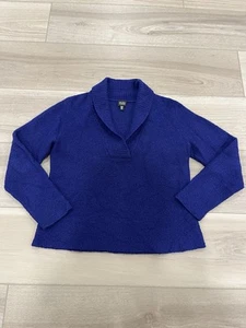 Maglione Eileen Fisher taglia large viola misto lana/cashmere scollo a V manica lunga - Foto 1 di 6