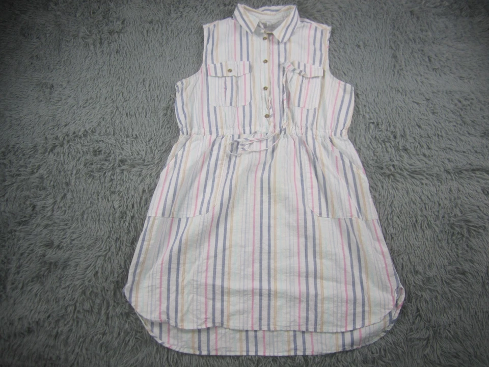 Time and Tru женщин 2XL белый розовый туника платье утилиты без рукавов вертикальная полоса - Изображение 1 из 4