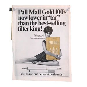 Pall Mall Cigarettes Magazine Advertisement 1960s 10.5 x 13.25 in Vintage - Picture 1 of 8