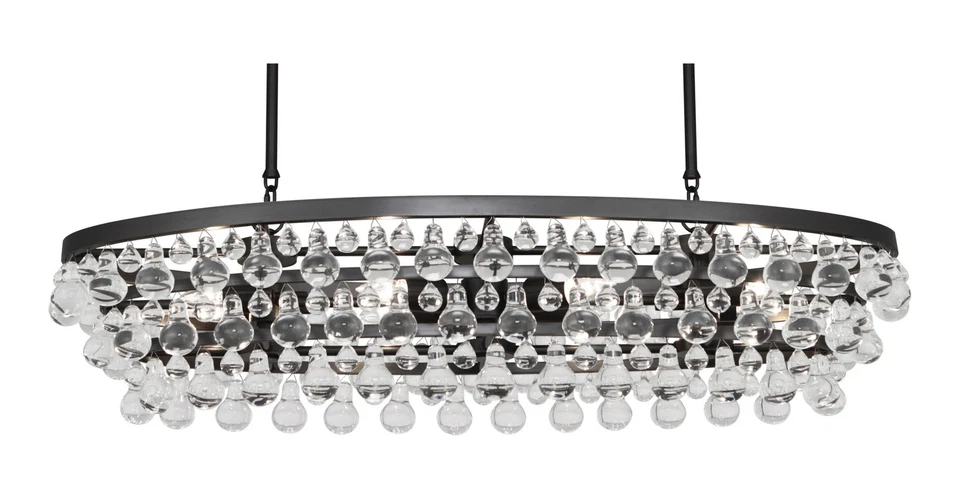 Robert Abbey Z1007 Bling Oval Chandelier Deep Patina W/clear Drop Crystal