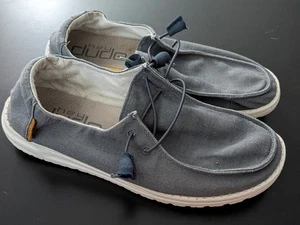 Hey Dude Wendy Size 10 Chambray Navy White Slip On Shoes - Picture 1 of 8