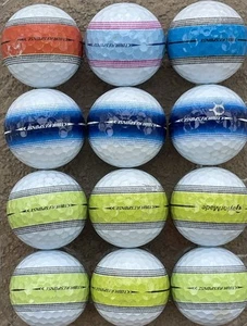 2023 Taylormade Tour Response Multicolor Striped Golf Ball 3A Condition 12 Balls - Picture 1 of 2
