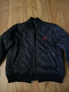 Vintage Jumpman Bomber Jacket Youth Medium Lightweight Quilted Black Jordan Nike - Picture 1 of 4