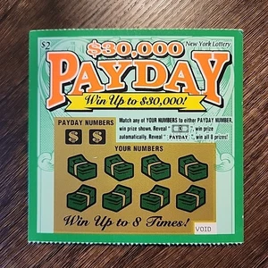 Boleto de colección sin rayar de $2 $30,000 PayDay MUESTRA VACÍO lotería de Nueva York - Imagen 1 de 2
