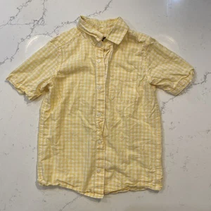 Children's Place Boys Shirt Size 7/8 Yellow White Checkered Button Up Casual - Picture 1 of 8