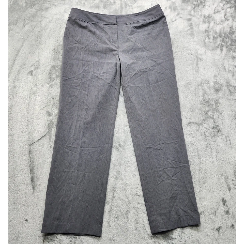 Liz Claiborne Pants Women 14 Gray Audra High Rise Wide Leg Trouser Office Career - Image 1 of 4