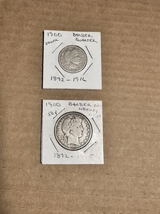 1900-o Barber Half Dollar & 1900 Barber Quarter- Nice! - Picture 1 of 14