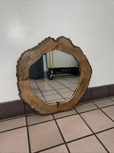 Handmade Natural Wood Mirror, One of a Kind Organic Design, 23.5" X 23.5" - Picture 1 of 4