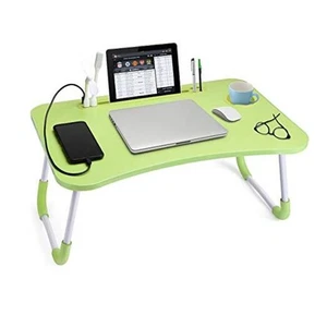 Bureau pour ordinateur portable table de lit pliable plateau de petit-déjeuner tour portable vert - Photo 1/7