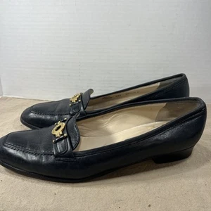 Bally Made In Switzerland Womens Black Leather Loafer Slip On Flats Sz 7.5 E - Picture 1 of 15
