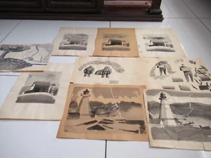 LOT of 9! Vtg 1950 Pencil Drawn Drawing Various Artwork Unframed 1 Family Owned! - Picture 1 of 8