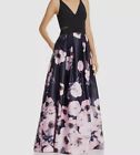 $350 Avery G Women's Blue Floral Sleeveless V-Neck Ball Gown Dress Size 6