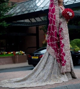 Excellent Condition Wedding Dress Size S-M Silver/Grey/Pakistani/Indian Lehnga - Picture 1 of 6