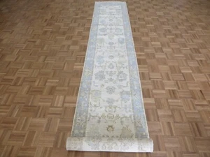 Alfombra oriental moderna Oushak marfil anudada a mano corredor 2'7 x 14'10 G15956 - Imagen 1 de 14