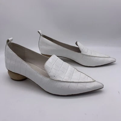 Jeffrey Campbell Viona кости белый крокодила выбитая кожа деревянный каблук точка носка 6,5 - Изображение 1 из 4