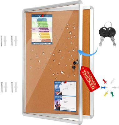 36"X24" Enclosed Cork Bulletin Board Tamper-Proof Dispaly Case, Aluminium Frame, - Image 1 of 4