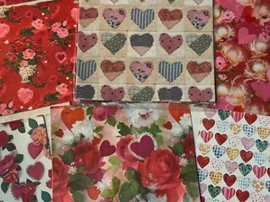 Lot VINTAGE Wrapping PAPER Remnants VALENTINE Hearts VALENTINE’S DAY Hallmark - Picture 1 of 15