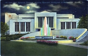 Memorial Fountain Municipal Auditorium Atlanta Georgia Postcard Unposted - Picture 1 of 2