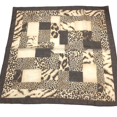 Bufanda con estampado de animales 20 pulgadas cuadrada tela transparente tonos marrones corbata de pelo vintage de moda Foto 1 de 4