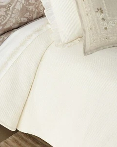 Ralph Lauren Cortona Full / Queen Bed Cream Blanket 90" x 90" retail $400 - Picture 1 of 7