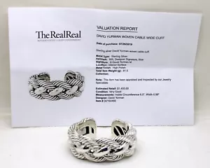 SELTEN David Yurman .925 Sterlingsilber aufklappbar geflochtenes Kabel breite Manschette Armband - Bild 1 von 11