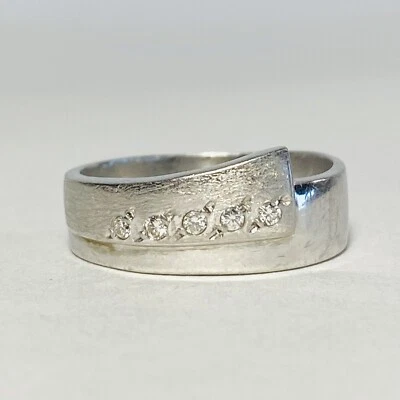 Anillo de alianza de boda 800 platino 0,07 ctw diamantes talla 9,5 para hombre 6,9 g Foto 1 de 4