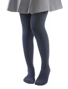 Girls Winter Warm Fleece Lined Tights Thick Dance Tights 4-6 Navy Blue - Picture 1 of 2