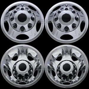4 Chrome 2011-2024 Silverado 3500 17" Dually Wheel Simulators Dual Rim Liners - Picture 1 of 12