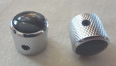 PERILLAS DE CÚPULA DE METAL CONTROL VOLUMEN TONO PODEROSO ÁCARO CROMO con TOP PERLA NEGRA Foto 1 de 3