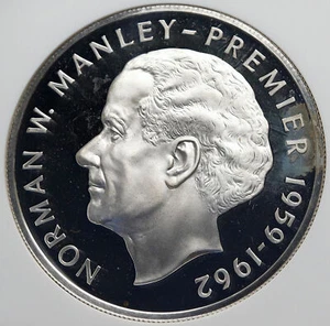 1974 JAMAICA Premier Norman W Manley VINTAGE OLD Proof Silver $5 Coin NGC i85377 - Picture 1 of 4