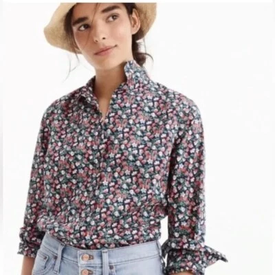 J. Тонкая идеальная рубашка Crew Liberty of London Sarah цветочный узор размер 2 AU342 - Изображение 1 из 4