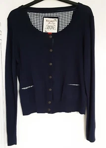Falmer Heritage Cardigan Navy blue cotton blend check pocket linings Never worn - Picture 1 of 11
