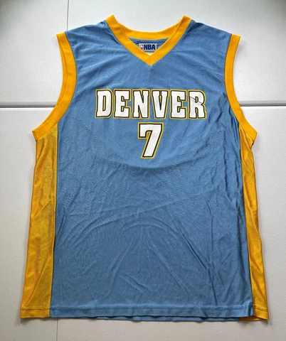 Vintage Denver Nuggets Jersey Mens Large Blue Basketball Chauncey Billups NBA #7 Cover