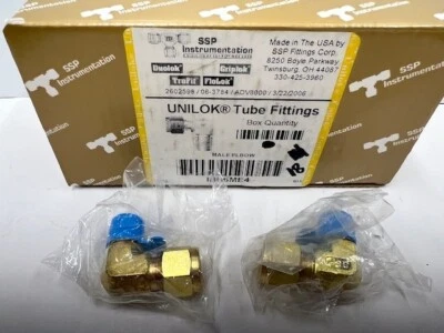 BOX of 18 - SSP Unilok Male Elbow, 3/8 Tube Fitting x 1/4 MNPT, BRASS - IBU6ME4 - Image 1 of 4