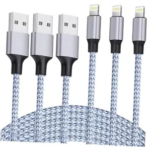 iPhone Ladegerät 3er Pack 6ft MFi Zertifiziert Bestes Neu Nylon Geflochten Lightning Kabel - Bild 1 von 8