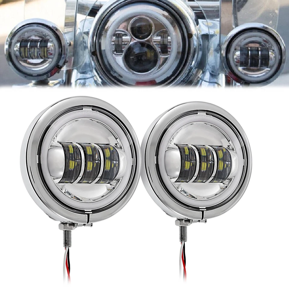 4.5" LED Fog Passing Light Housing For Kawasaki Vulcan VN1500 1600 1700 Classic - Image 1 of 4