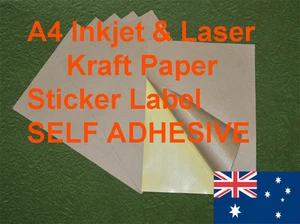 20 X A4 Kraft Label Self Sticker Adhesive Inkjet Laser Paper - Picture 1 of 1