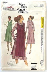 Vestido VOGUE Misses' años 70, top, patrón de jersey 9932 talla 12 sin cortar - Imagen 1 de 2