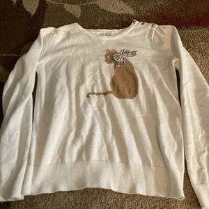 Janie And Jack Girls Cat Sweater Size 10 - Picture 1 of 2