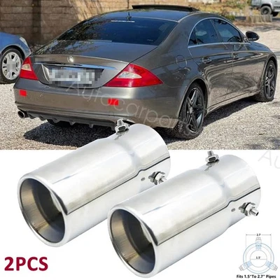 2PCS Exhaust Pipe Tip Rear Tail Throat Muffler Steel For Mercedes Benz CLS Foto 1 de 4
