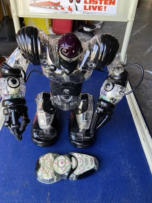 WowWee Robosapien Humanoid Toy Robots With Remote Control Black & Clear "WORKS" - Image 1 of 4