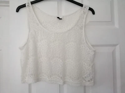 Cream Ivory Ladies Divided Crop Top/Cover up by H&M  Delicate Lace  Size 16 - Image 1 of 4