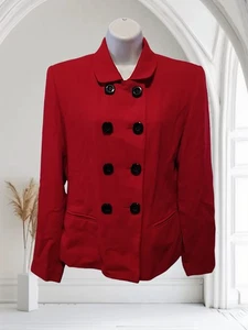 Vtg Jacqueline Ferrar Sz 6 Red Double Breasted Blazer, Career, Business. NS-9 - Picture 1 of 7
