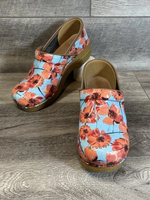 Dansko Professional Nursing Clogs Womens EU 39 US 8.5-9 Blue Coral Floral Print - Image 1 of 4