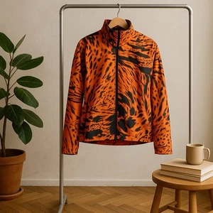 Women’s Adidas Rare Pattern Fast Orange /Black Running AOP Jacket HL1995 - Picture 1 of 13